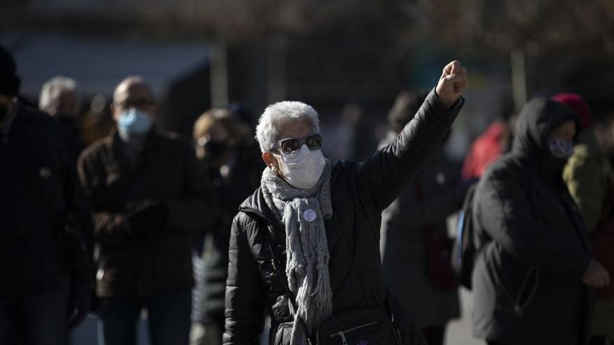 Manifestación en defensa del sistema público de pensiones, en Pamplona.