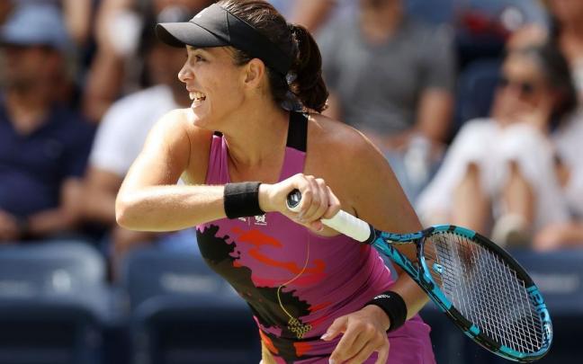 Garbiñe Muguruza durante el partido en el que se ha enfrentado a Petra Kvitova. Garbiñe Muguruza durante el partido en el que se ha enfrentado a Petra Kvitova.