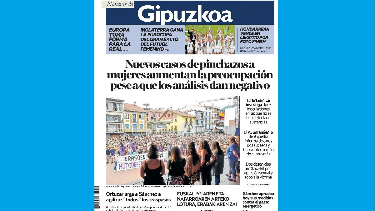 Portada de NOTICIAS DE GIPUZKOA de este lunes, 1 de agosto