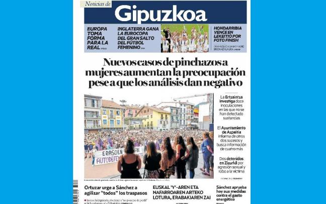 Portada de NOTICIAS DE GIPUZKOA de este lunes, 1 de agosto Portada de NOTICIAS DE GIPUZKOA de este lunes, 1 de agosto