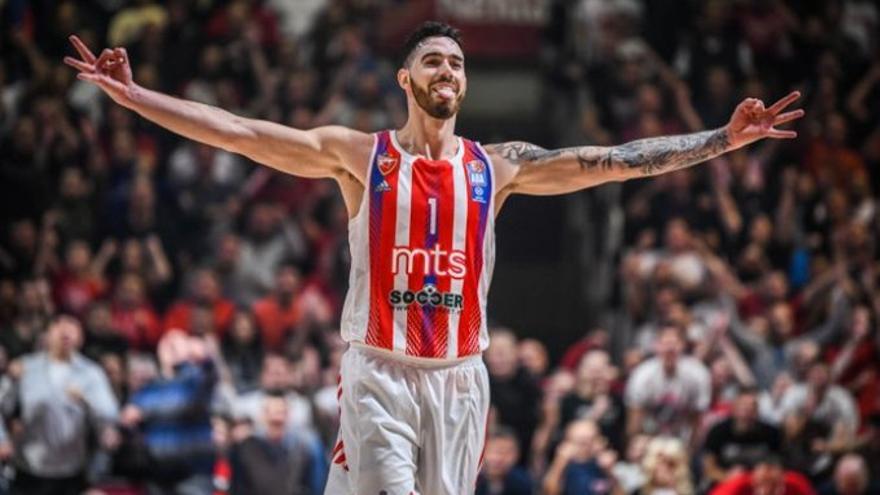 Vildoza celebra una acción en el partido de ayer ante el Partizan