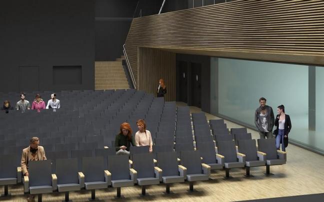 Infografía que muestra cómo será el patio de butacas del auditorio.