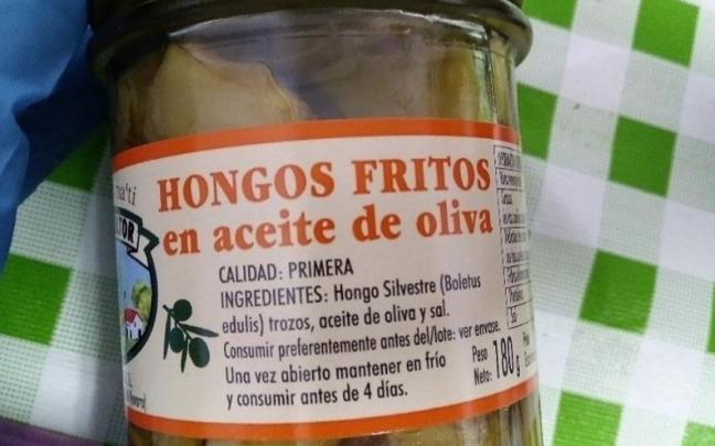 Hongos fritos en aceite de oliva (Boletus edulis) de la marca 'El Agricultor'.