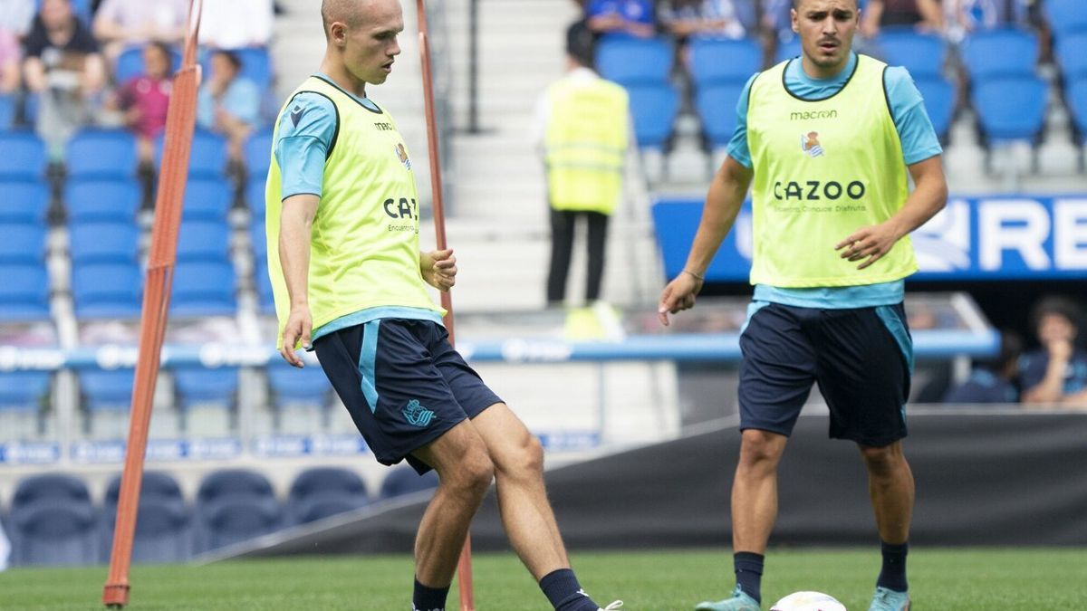 Jon Guridi, en Anoeta durante el entrenamiento del pasado jueves.