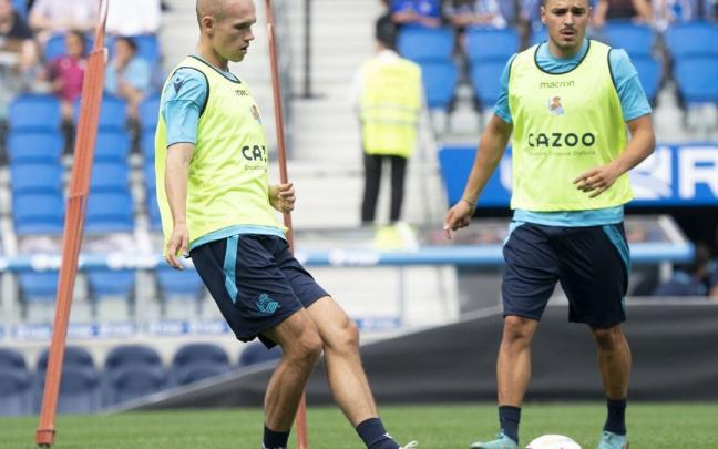 Jon Guridi, en Anoeta durante el entrenamiento del pasado jueves.