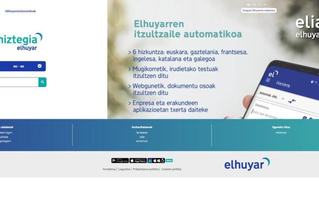 Página principal de la web de Elhuyar. Página principal de la web de Elhuyar.