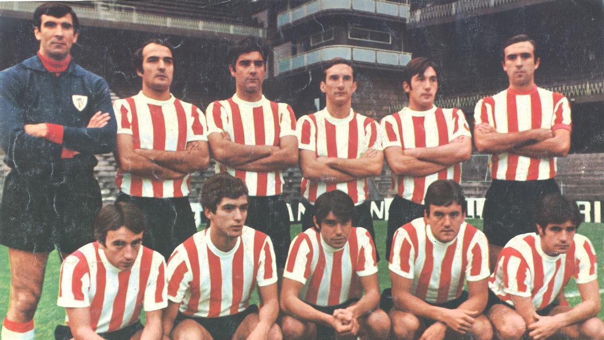 En la imagen Iribar, Saez, Etxebarria, Aranguren, Igartua, Larrauri, Ortuondo, Villar, Arieta, Uriarte y Rojo.