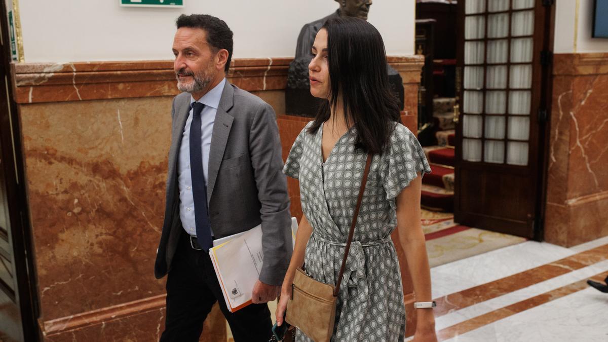 Edmundo Bal junto a Inés Arrimadas en los pasillos del Congreso