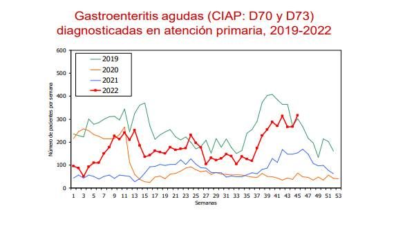 Imagen del informe de los casos de gastroenteritis
