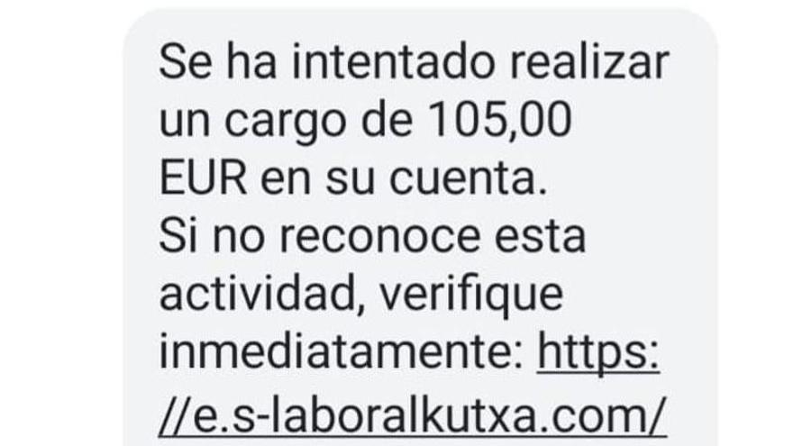 Mensaje de texto recibido esta semana por una vecina de Vitoria en su teléfono móvil