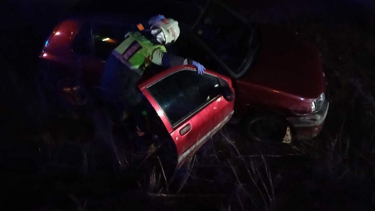 Estado en el que quedó el vehículo tras el accidente en San Adrián.