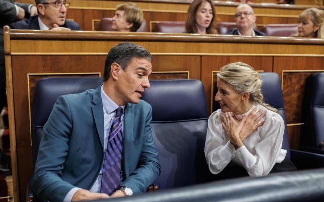 Pedro S&aacute;nchez y Yolanda D&iacute;az en el Congreso.