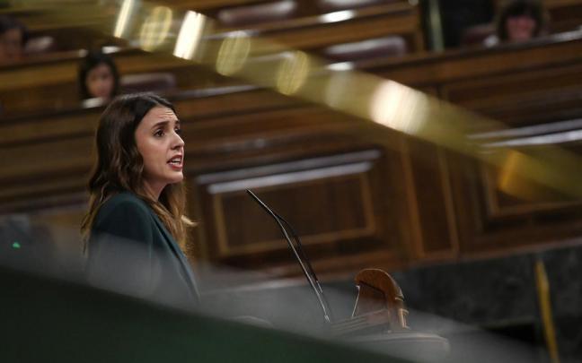 Irene Montero durante el debate de los Presupuestos en el Congreso. Irene Montero durante el debate de los Presupuestos en el Congreso.