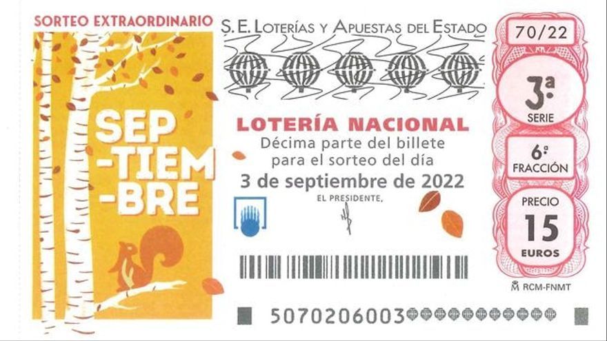 Un boleto del sorteo extraordinario de la Lotería Nacional.