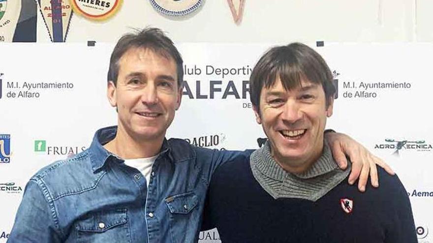 Jorge Sola y Óscar Gurría, en su presentación oficial como entrenadores del Alfaro.