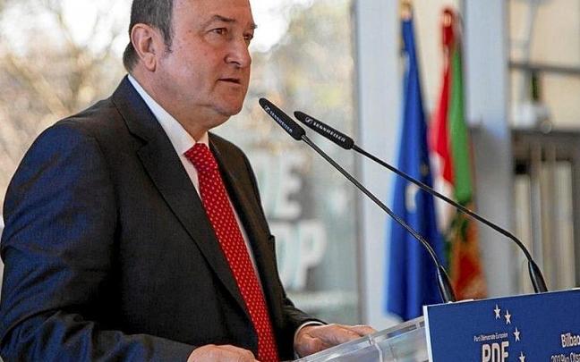 El presidente del EBB, Andoni Ortuzar, durante un encuentro del PDE en Bilbao en 2019. | FOTO: EAJ/PNV