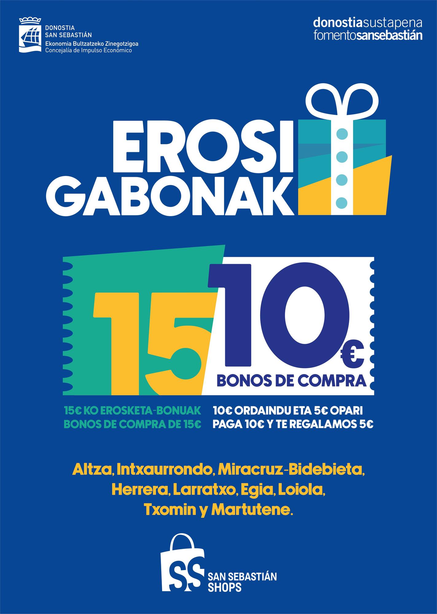 Cartel de la campaña navideña de compras en varios barrios.