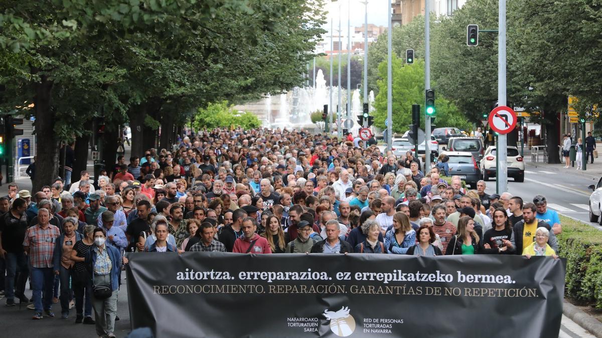 Manifestación contra la tortura celebrada en Navarra recientemente.