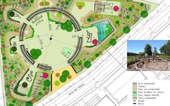 Aspecto lamentable de un parque infantil en Zabalgana