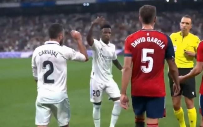 La imagen de Vinicius, en la expulsión de David García. La imagen de Vinicius, en la expulsión de David García.
