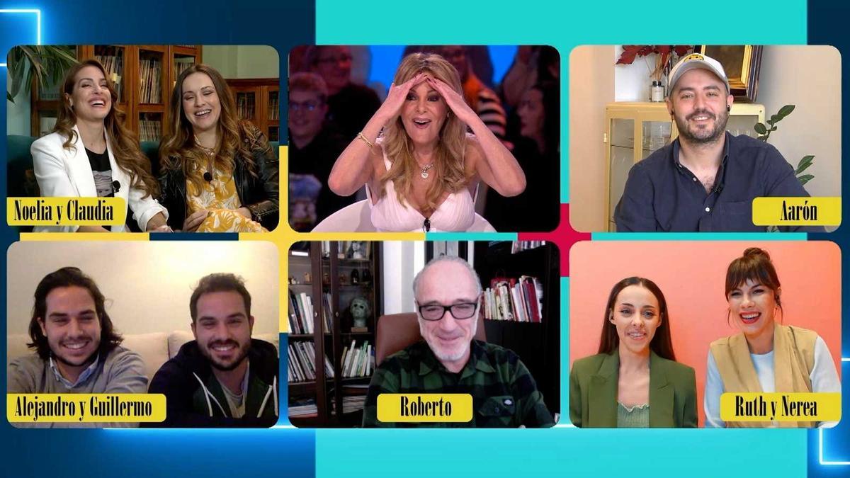 Ana Obregón, hablando por videollamada con el elenco de la serie.