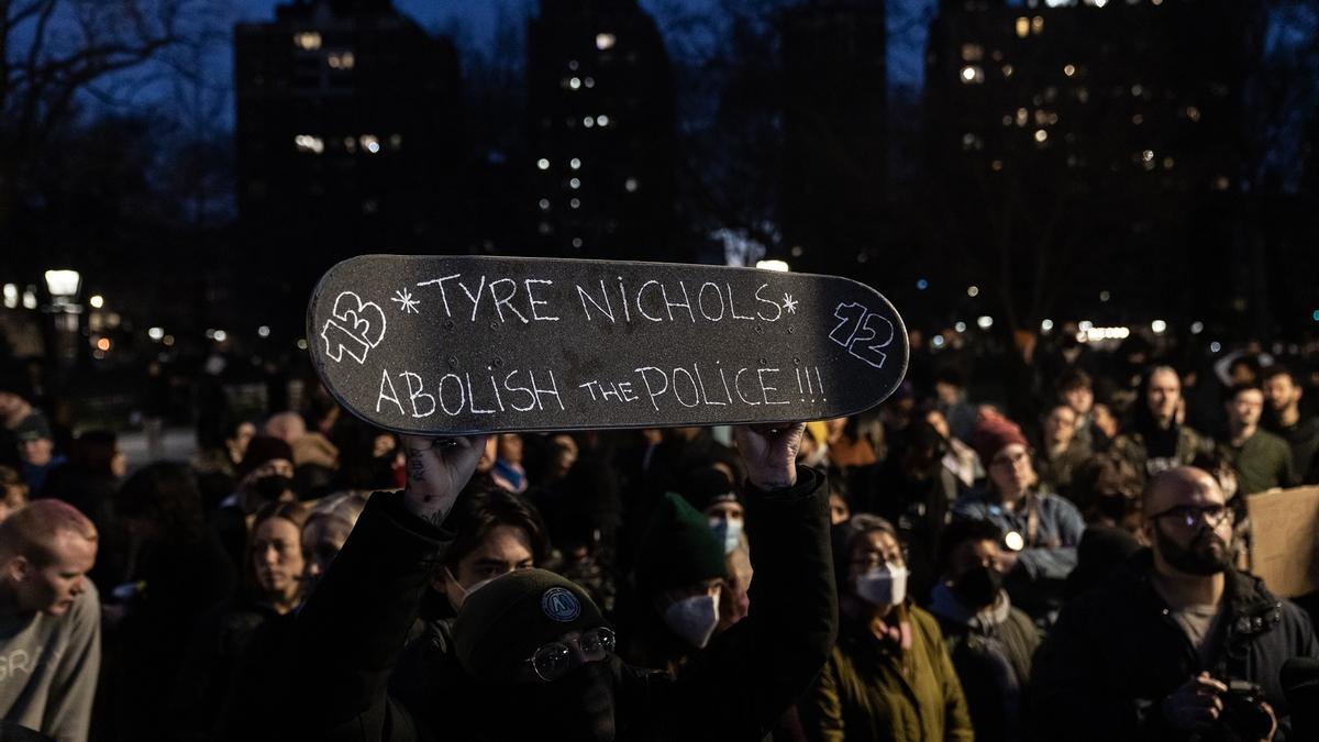 Manifestación contra la brutalidad policial en Nueva York, EE.UU., tras la muerte de Tyre Nichols.