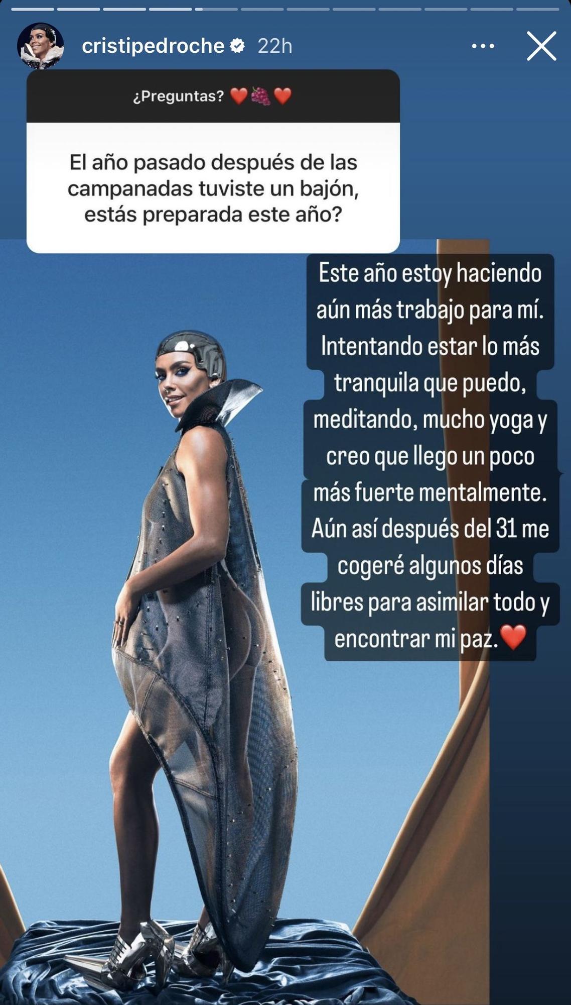 Cristina Pedroche responde preguntas sobre las Campanadas en Instagram.