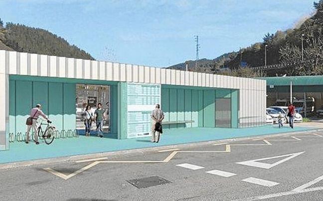 Fotomontaje de la nueva parada de San Prudencio, que costearán los ayuntamientos de Arrasate, Bergara, Oñati y la Diputación de Gipuzkoa. | FOTO: TAPER ARKITEKTURA/OÑATIKO UDALA