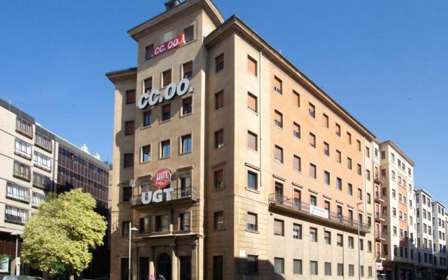 Sede de UGT y CCOO en Pamplona.