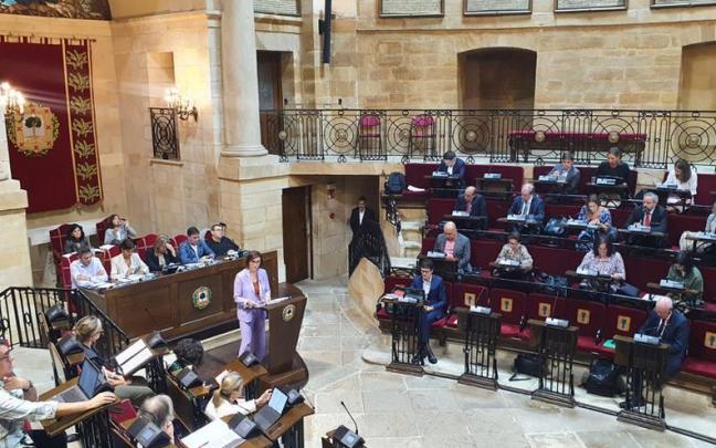 La diputada foral Elixabete Etxanobe, en su comparencia en el pleno de este mi&eacute;rcoles
