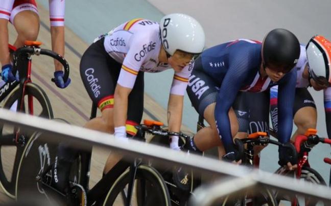Eukene Larrarte, en la prueba de omnium del Campeonato del Mundo. Eukene Larrarte, en la prueba de omnium del Campeonato del Mundo.