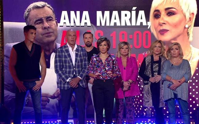 Adela González y los colaboradores, anunciando al principio de 'Sálvame' la entrevista con Ana María Aldón. Adela González y los colaboradores, anunciando al principio de 'Sálvame' la entrevista con Ana María Aldón.