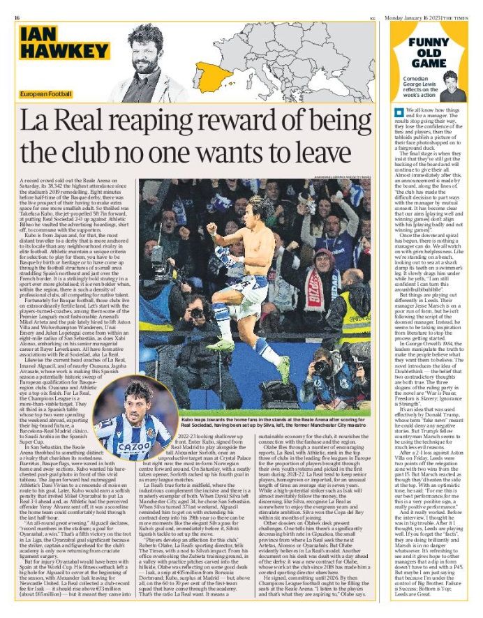 Contraportada del The Times, dedicada a la Real