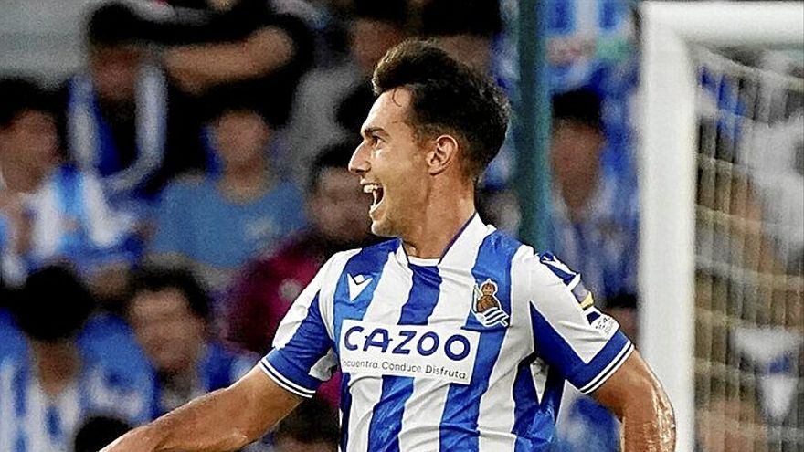 Martín Zubimendi, en el partido contra el Espanyol.