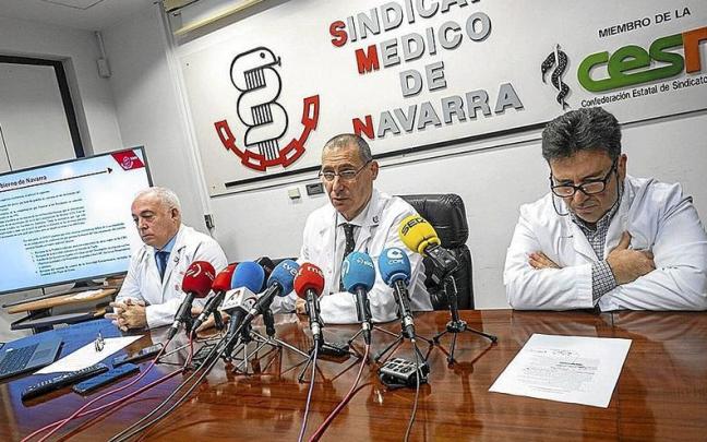 Los representantes del Sindicato Médico, ayer en rueda de prensa.