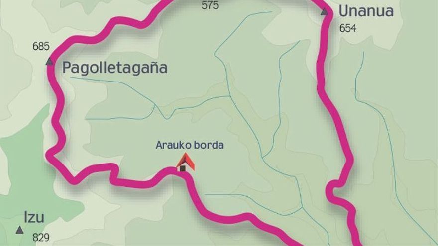 Altos de Unanua, Itsaszelaieta y Pagolletagana desde Arantza