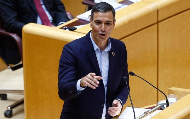 El presidente del Gobierno español, Pedro Sánchez, durante su intervención en el pleno del Senado El presidente del Gobierno español, Pedro Sánchez, durante su intervención en el pleno del Senado