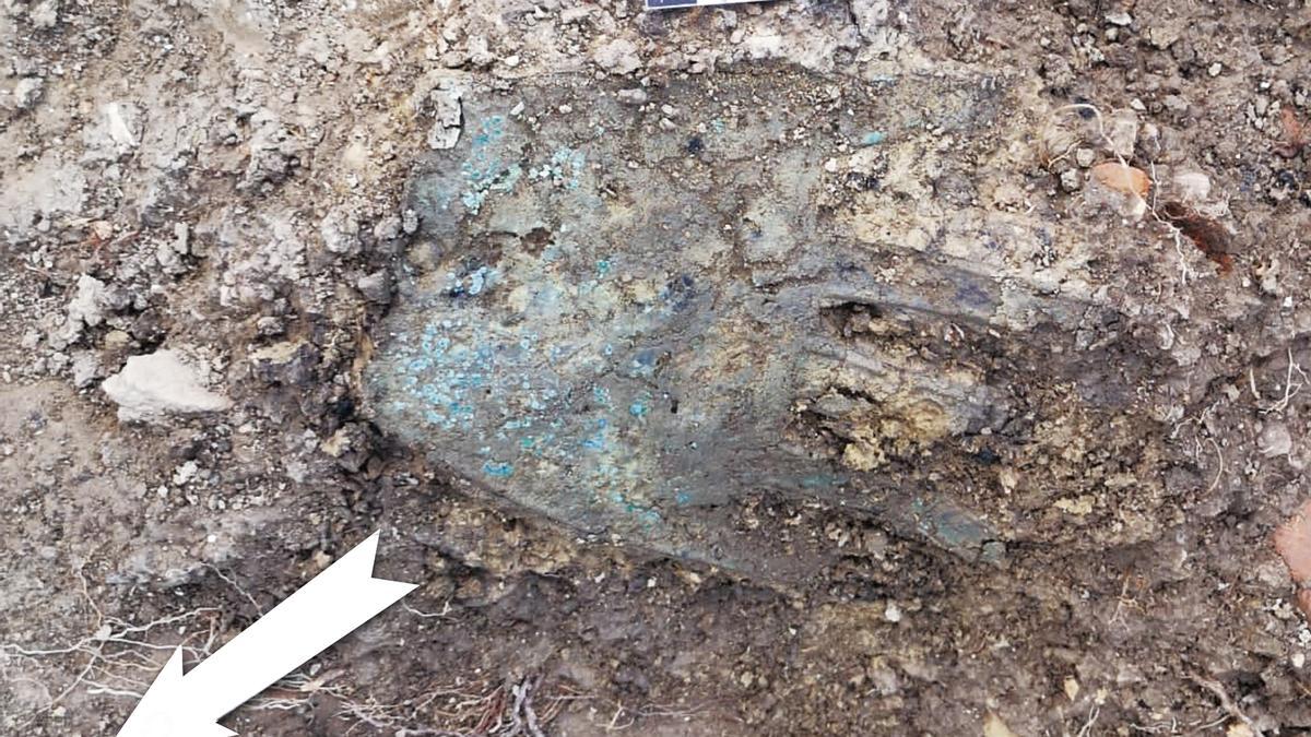 Mano de Irulegi antes de la extracción.