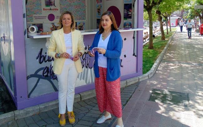 Amaia del Campo e Iratxe Foces, en el punto lila.