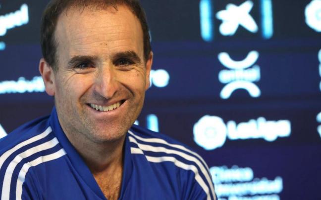 Jagoba Arrasate, en la sala de prensa de Tajonar.