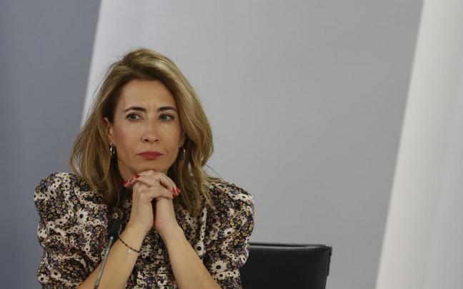 La ministra Raquel Sánchez en la rueda de prenda tras el Consejo de Ministros.