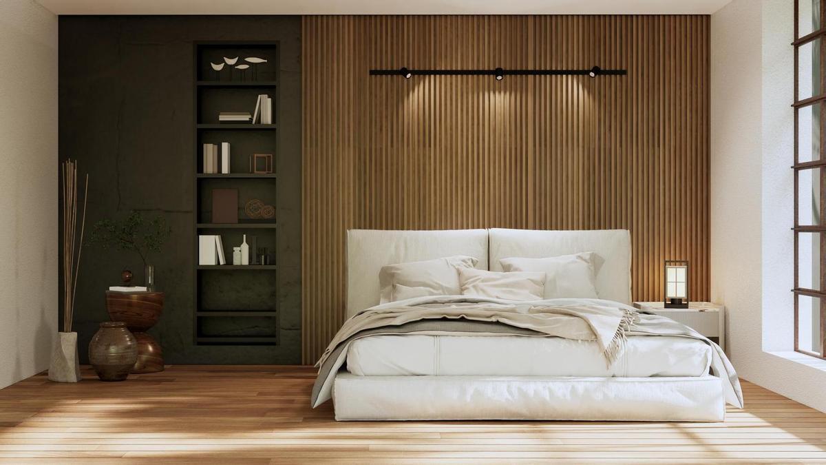 Una habitación con la cama deshecha.