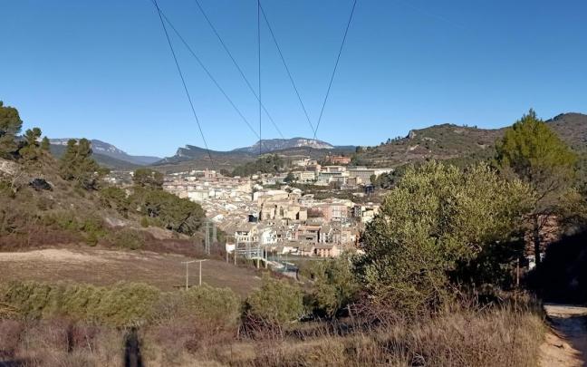 Cables de alta tensión en Estella-Lizarra.