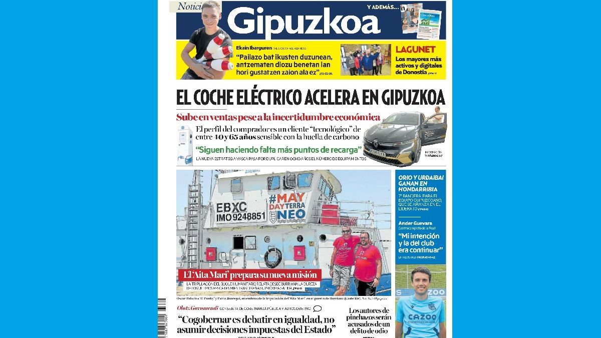 Portada de NOTICIAS DE GIPUZKOA de este domingo, 7 de agosto