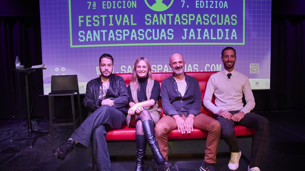 De izquierda a derecha, Beñat Rodrigo, Olatz Pisón, Javier Muruzabal y Jorge Urdanoz, en la presentación del festival.