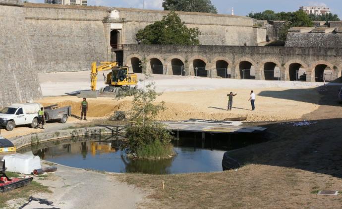 La parte de la acequia que no se ha tapado con arena y por la que salen los sapos.