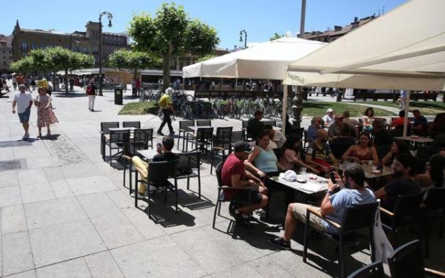 Ambiente este domingo en la Plaza del Castillo