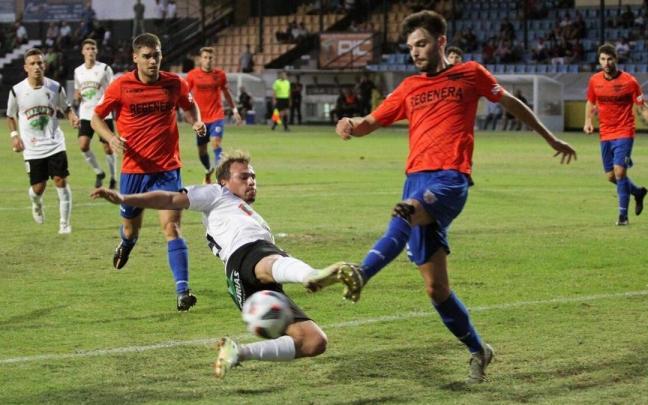 Lance del partido de ida, disputado en el Ciudad de Tudela. Lance del partido de ida, disputado en el Ciudad de Tudela.