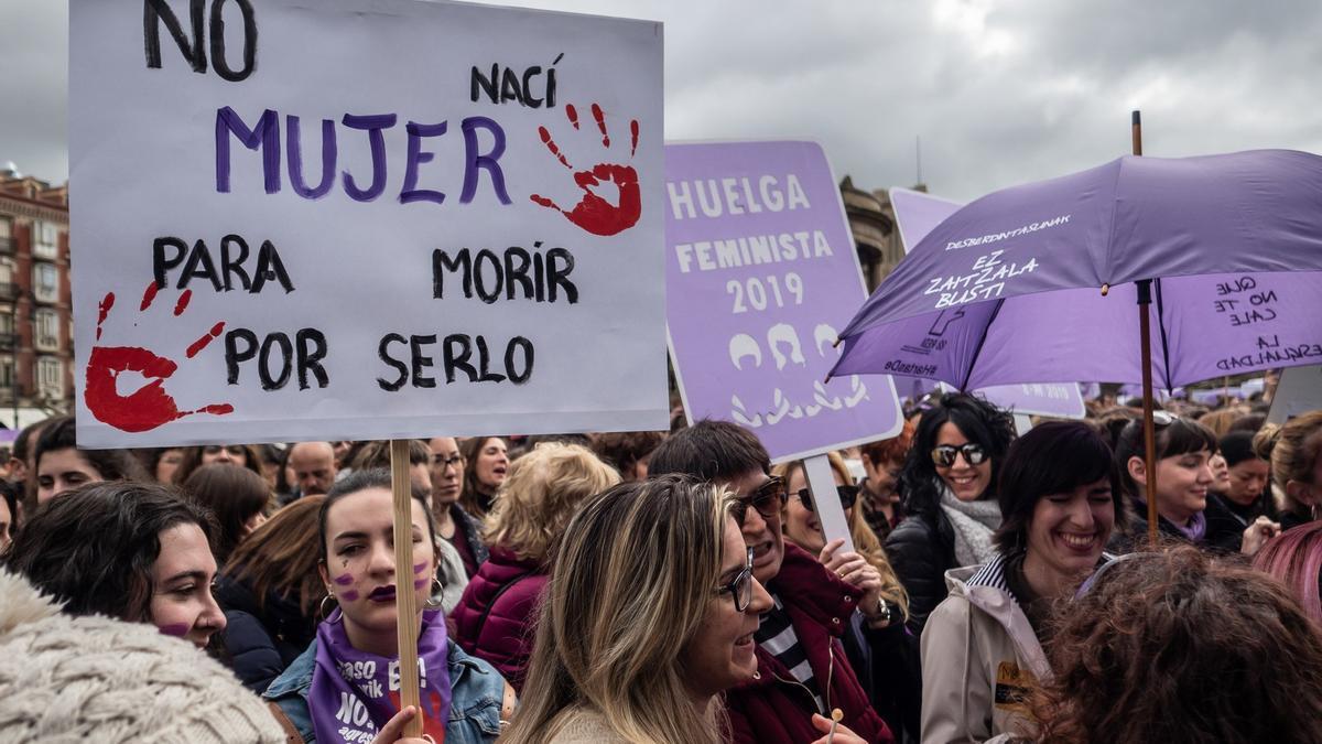 Manifestación feminista celebrada en Pamplona.