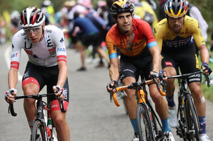 Pogacar, Landa y Roglic, durante el Tour de 2020.